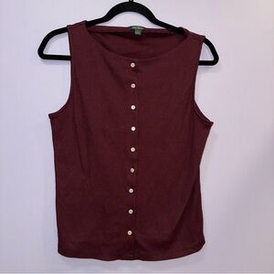 Wild Fable Button-Front Tank Top in Burgundy